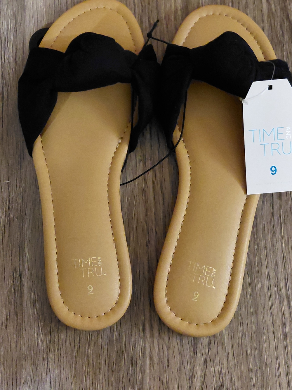 TIME AND TRU KNOT SLIDE SANDALS NAVY MEMORY FOAM WOMEN'S BEACH RESORT VACATION - Picture 5 of 9